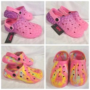 Girls 11/12 New Pink Croc Style Shoe Bundle